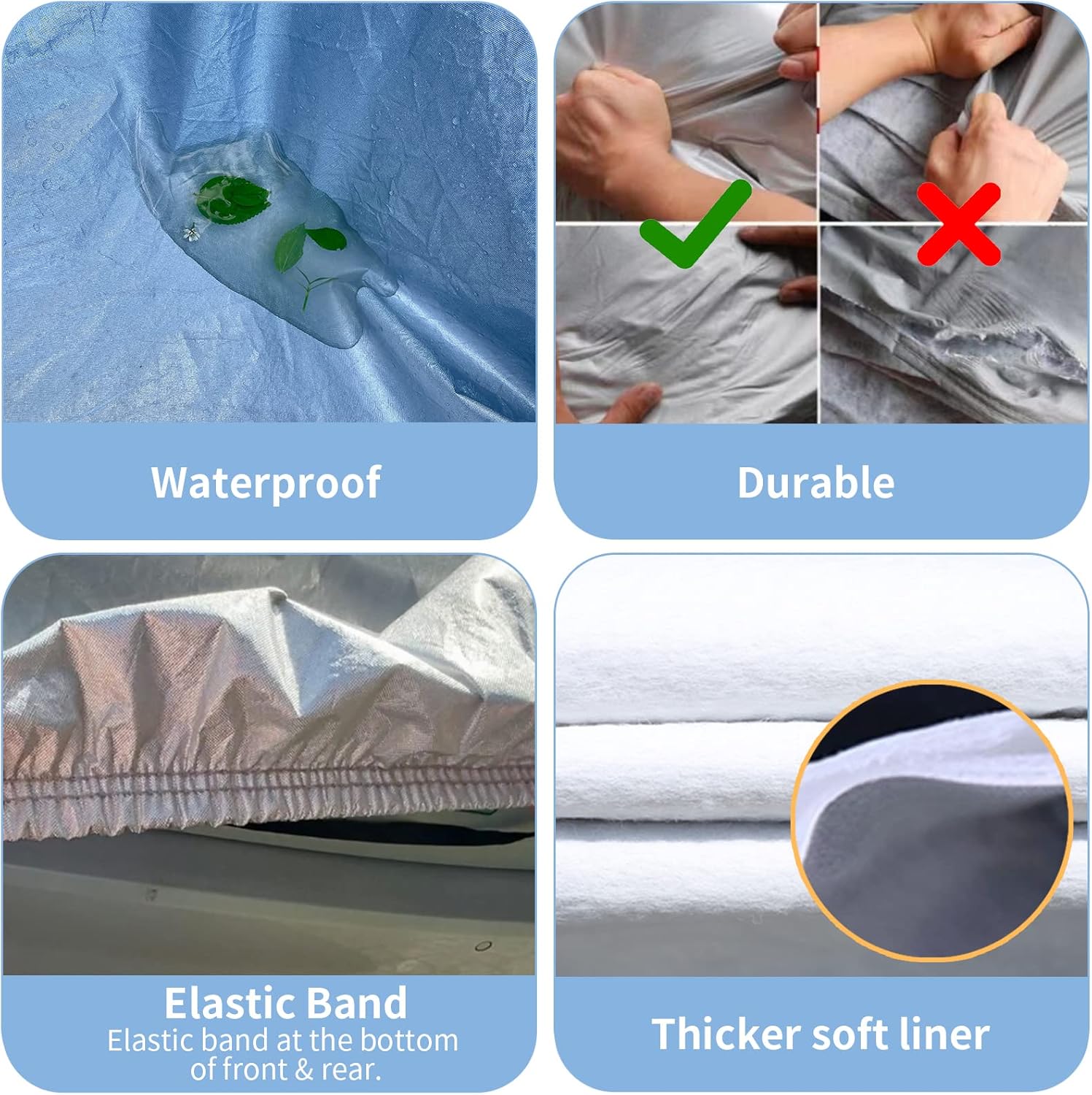 6 Layers Waterproof Outdoor Full Cover Car Cover with Zipper Cotton O756