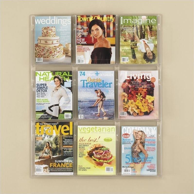 Clear 9 Compartment Wall Mount Literature Holder P22209