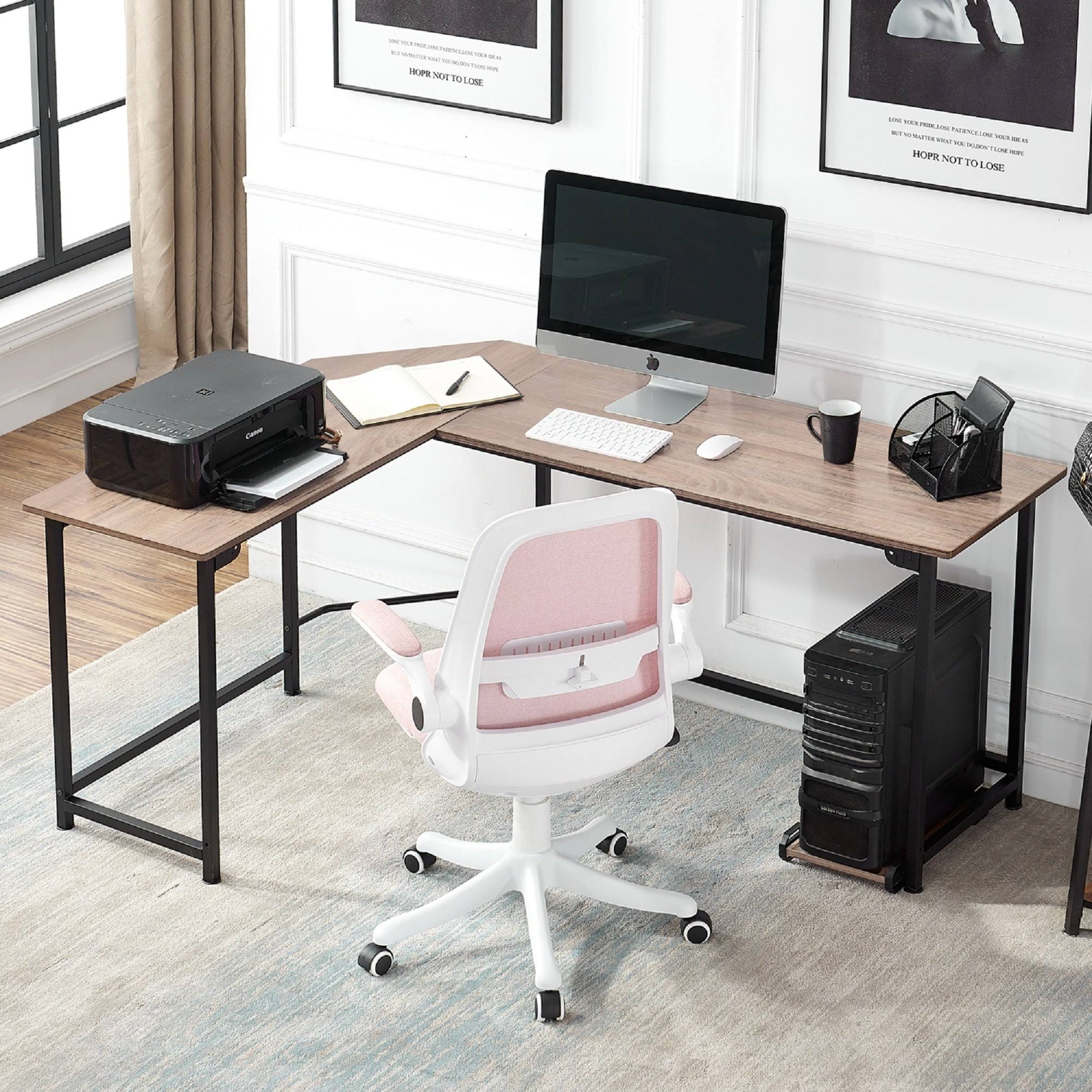 Oak L-Shaped Office Computer Desk F6131
