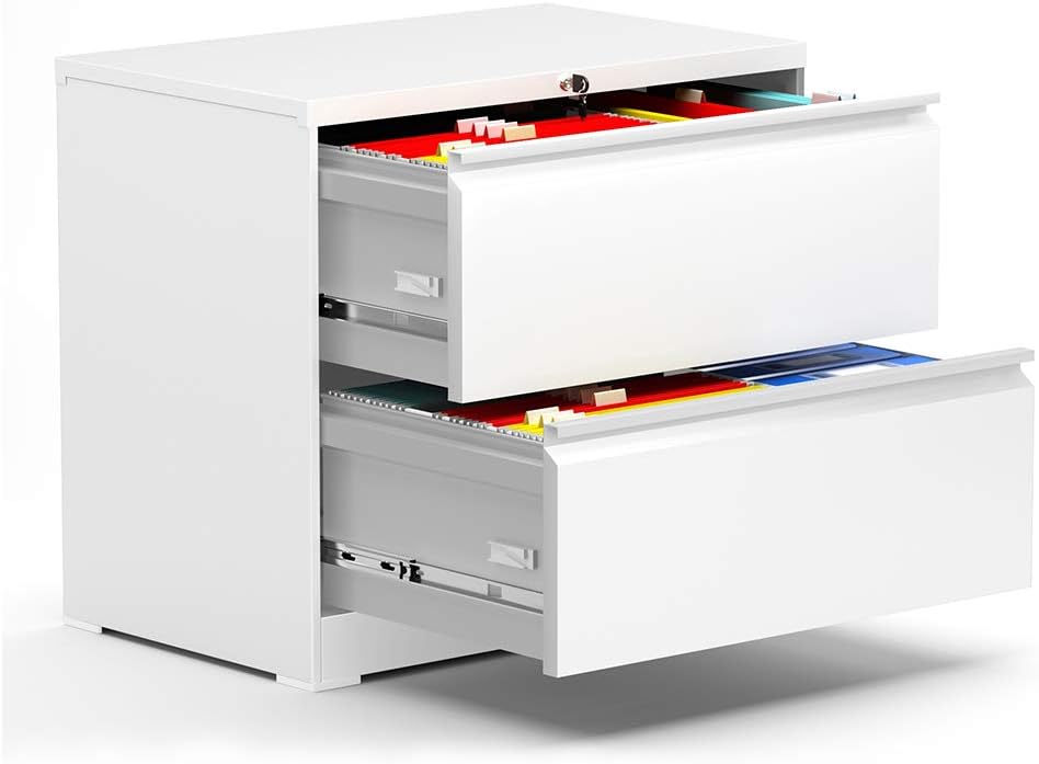 2 Drawer Black Metal Lateral File Cabinet W4594