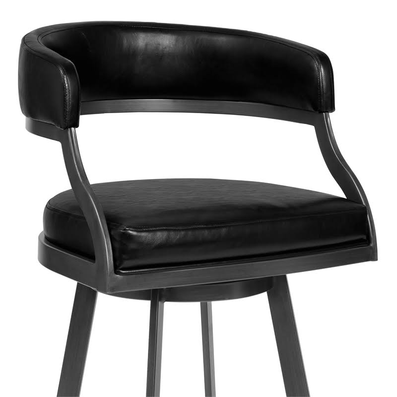30x22 Bar Height Barstool in Mineral Finish and Vintage Black Faux Leather Y88455