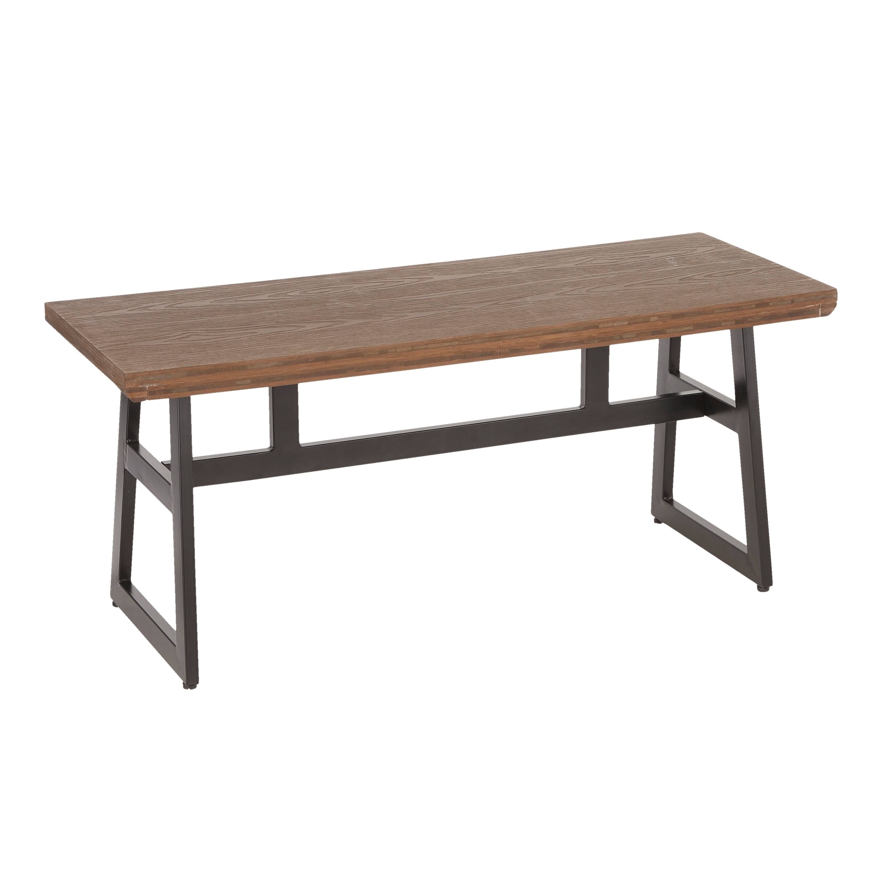 Antique Espresso Metal and Wood Industrial Bench W822