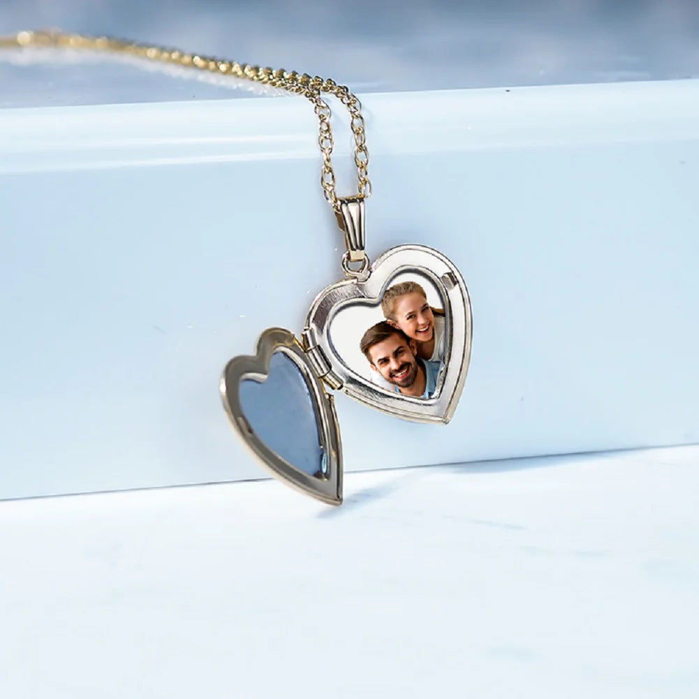 Solid 14K Yellow Gold Sweetheart Locket Necklace Pendants N112