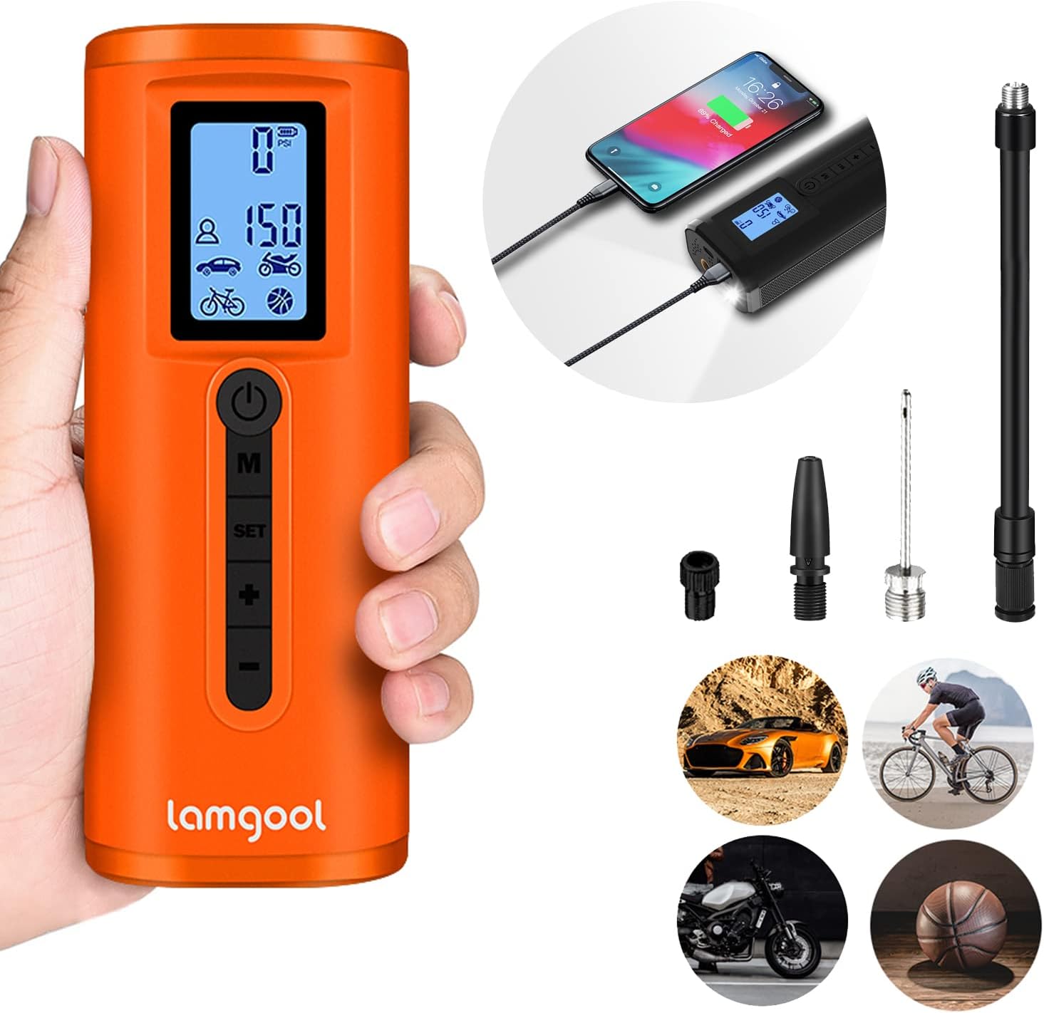 Portable Cordless Tire Inflator with LED Light N455