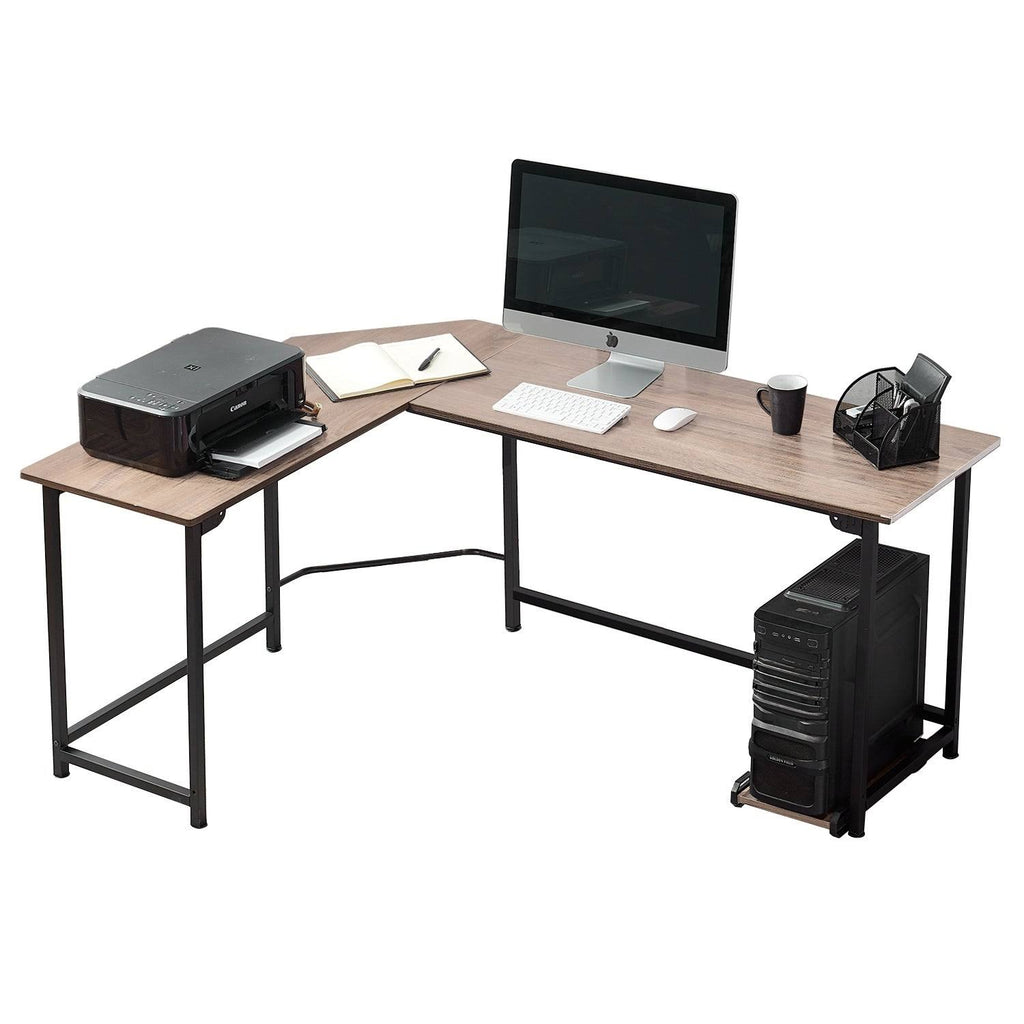 Oak L-Shaped Office Computer Desk F6131