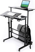 Black Portable Standing Desk with Wheels K960