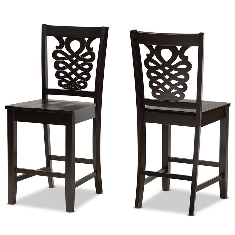 Dark Brown Wood 2-Piece Counter Stool Set X14824