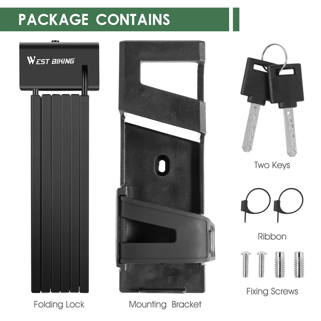 39in Foldable Steel Anti-Theft Bicycle Lock with 2 Keys M382409