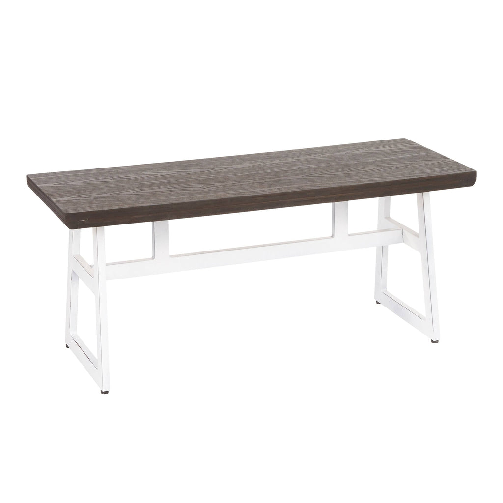 Antique Espresso Metal and Wood Industrial Bench W822