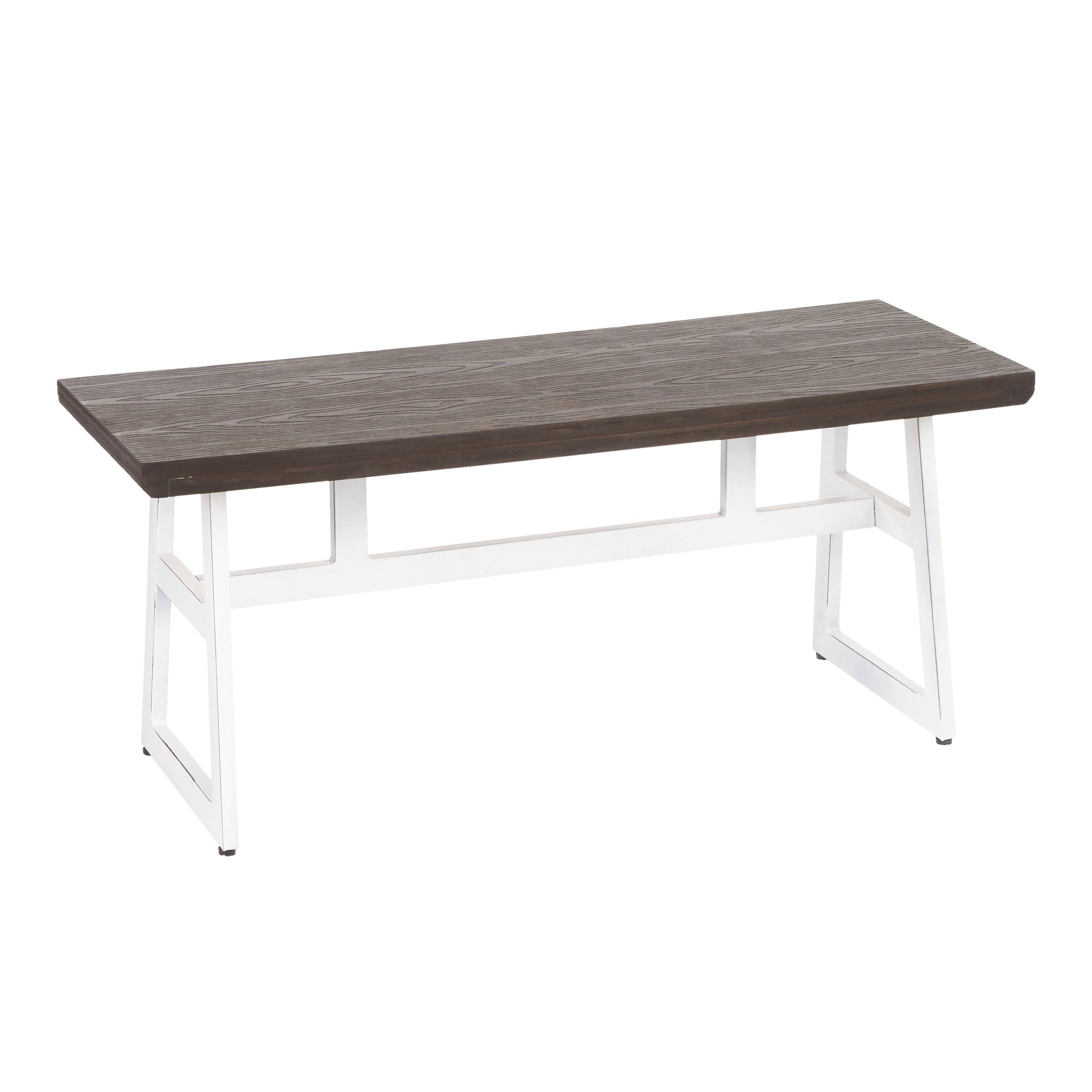 Antique Espresso Metal and Wood Industrial Bench W822
