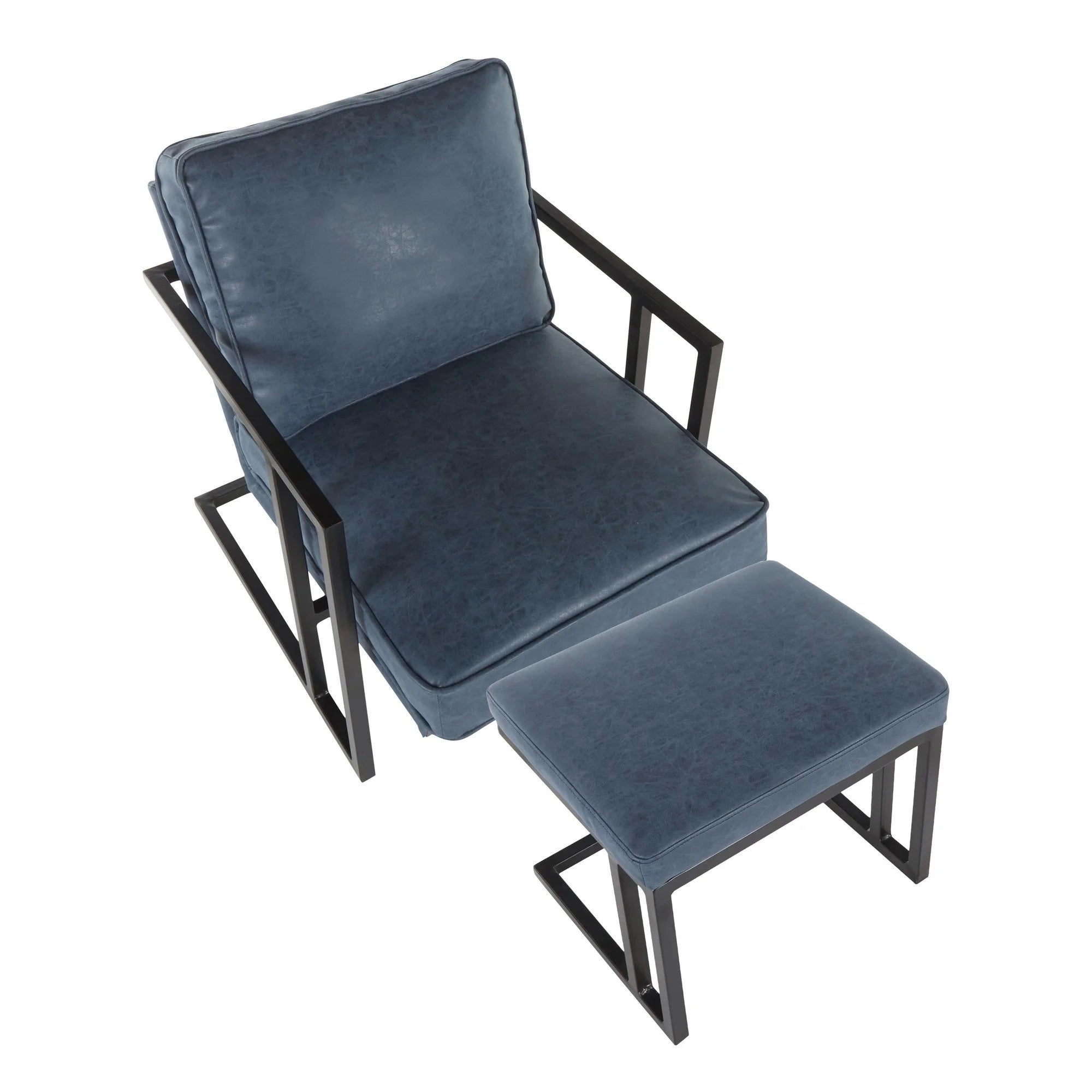 Black/Blue Lounge Chair And Ottoman Set M840
