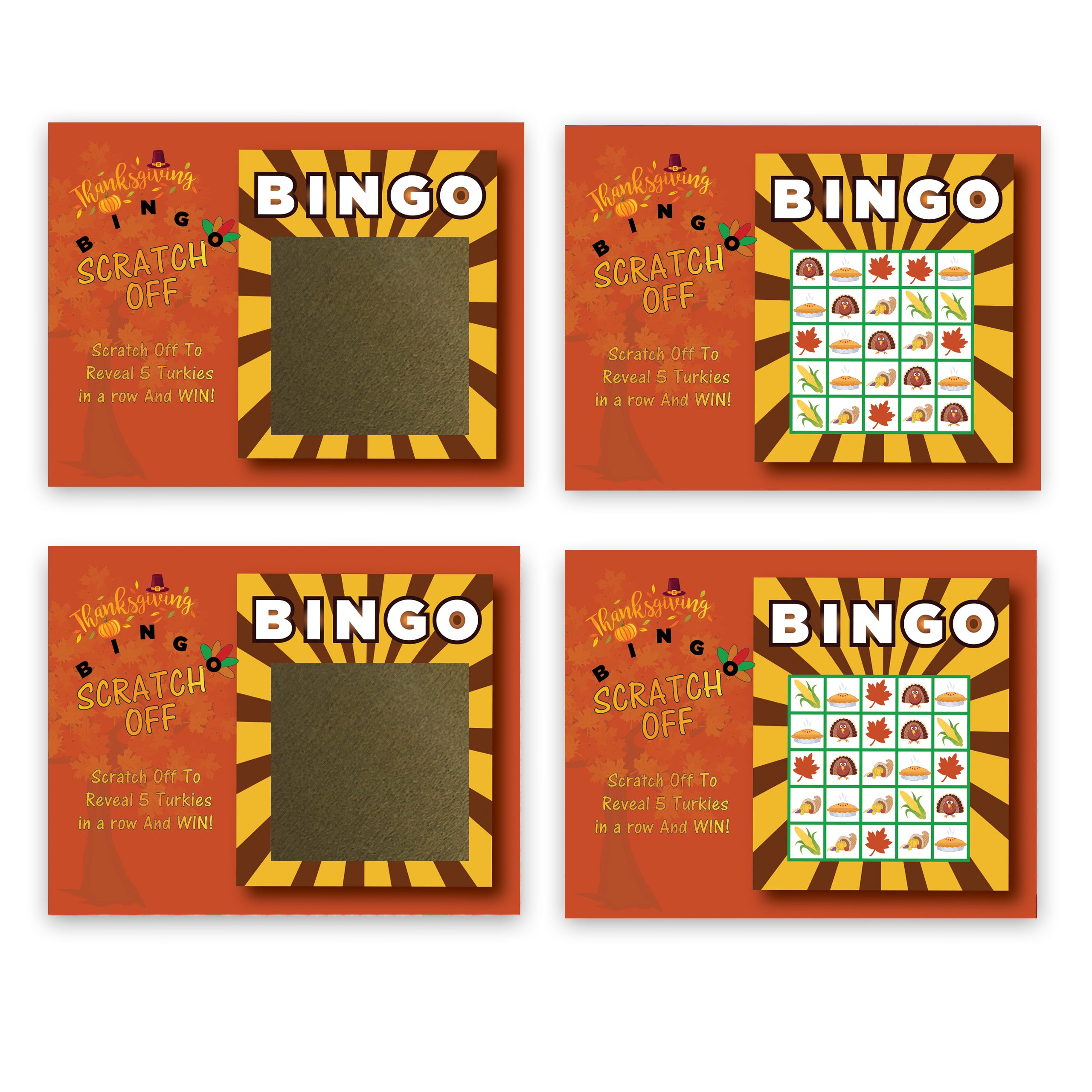 26 Pk Thanksgiving Turkey Bingo Scratch Off Game P260304