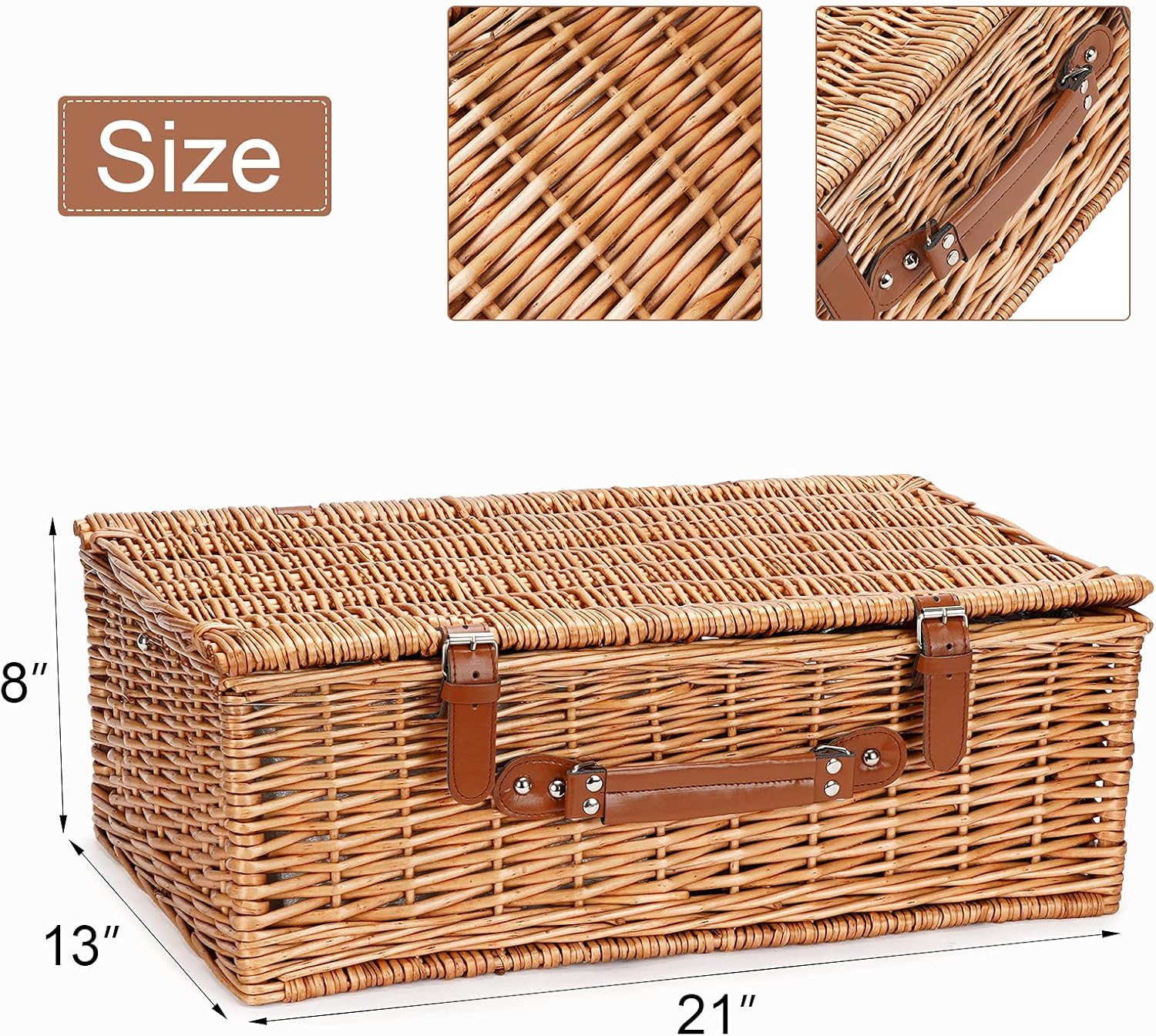 Large Willow Wicker Picnic Basket Set with Insulated Compartment X735