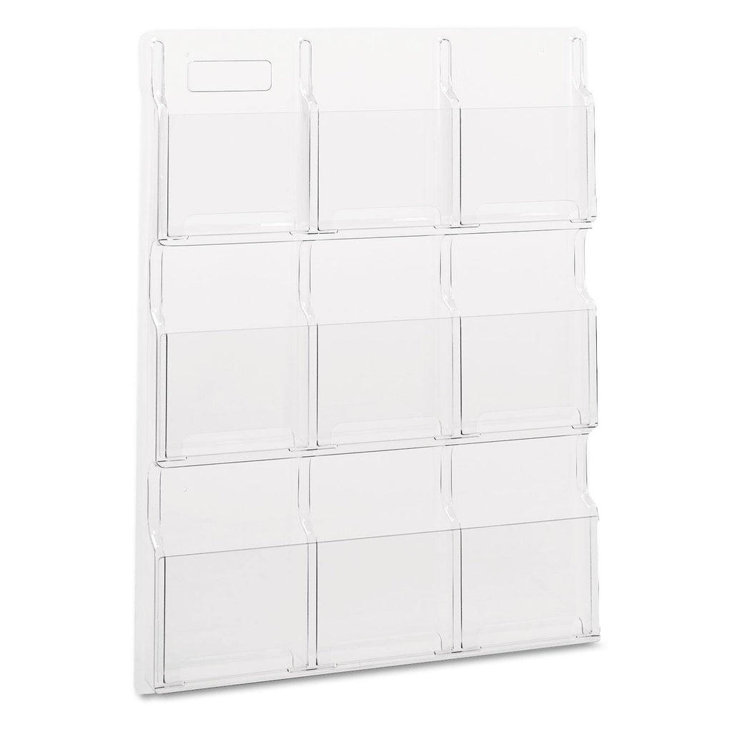 Clear 9 Compartment Wall Mount Literature Holder P22209