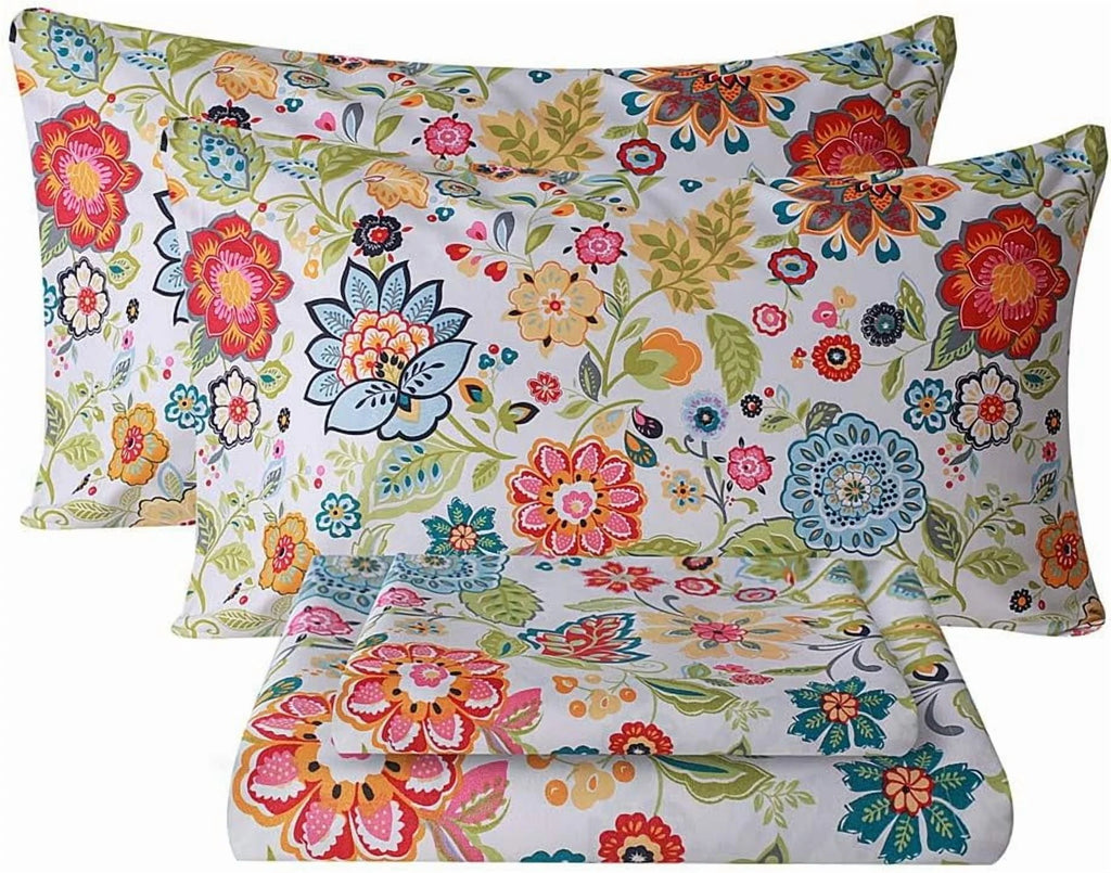 Pink Floral 4 Piece California King Microfiber Sheet Set V369011