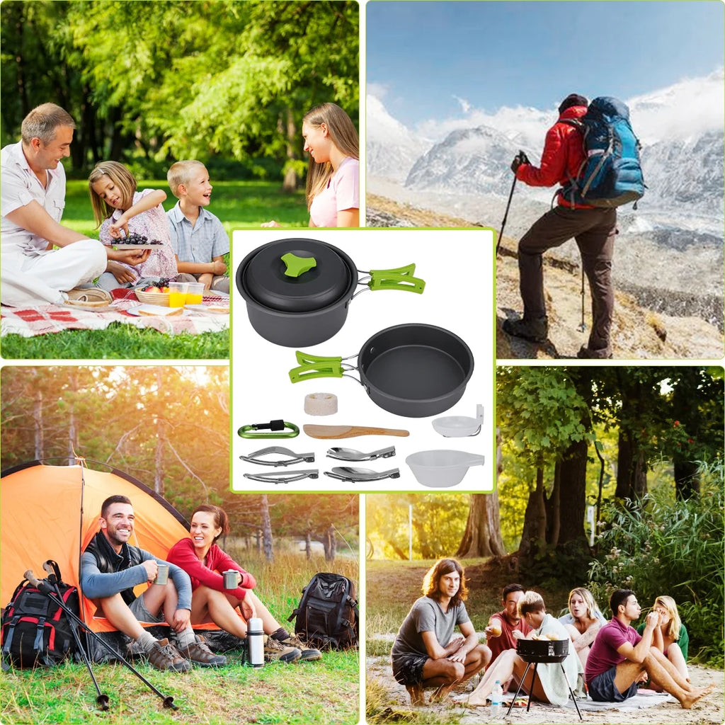 15 Pcs Non Stick Camping Cookware Set Q273