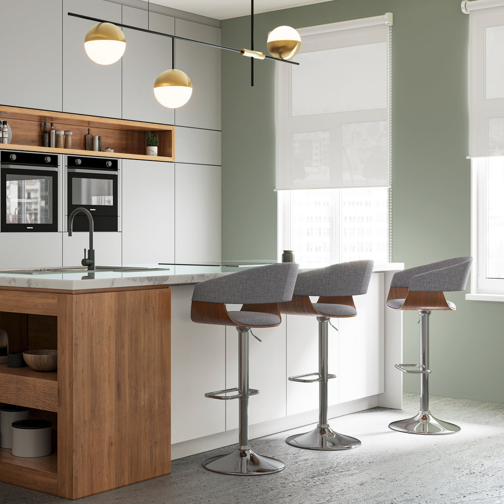 Light Grey Adjustable Swivel Bar Stool X331