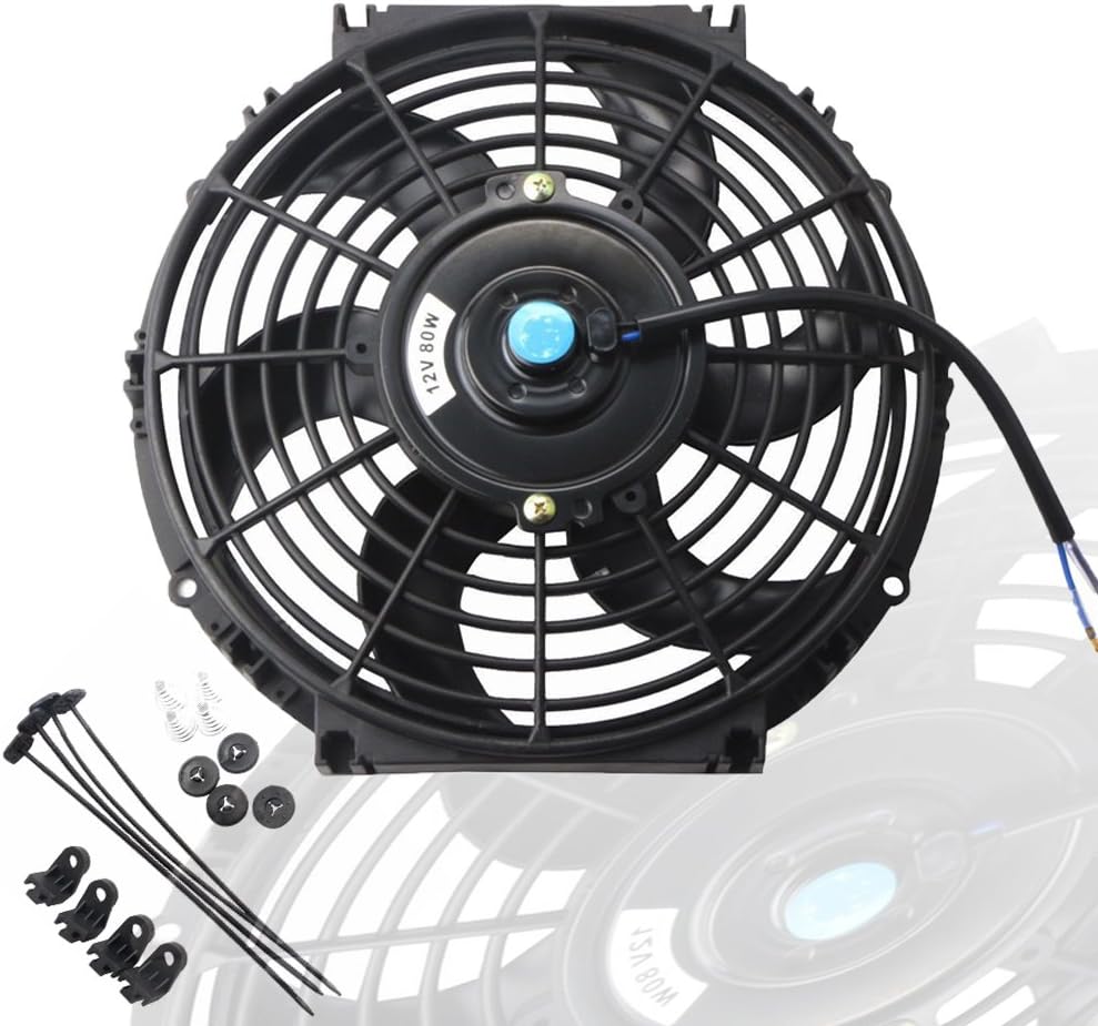 Black Universal Electric Radiator Slim Fan 12V 10 Inch Set of 2 H81174