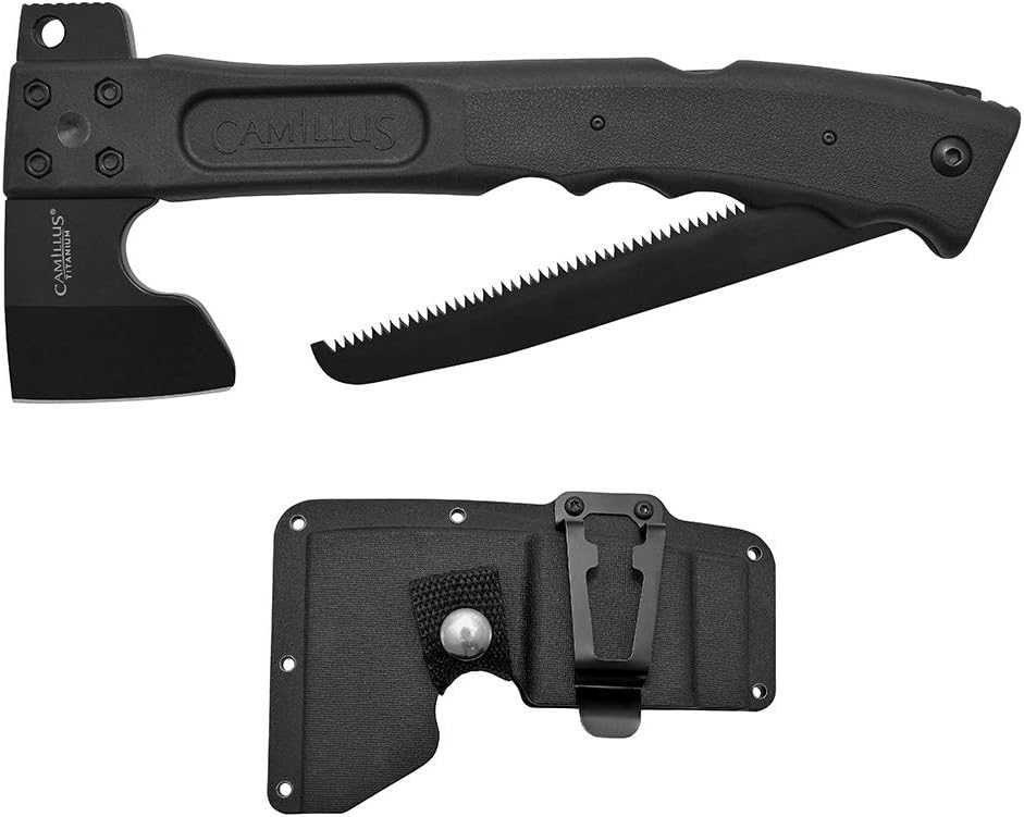Black Hatchet with Folding Saw & Sheath C321