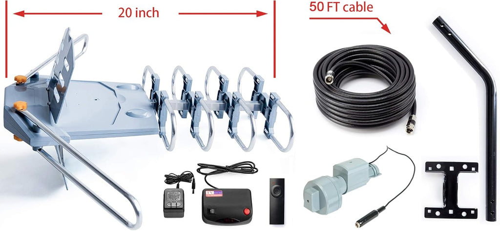 Outdoor TV Antenna with Mounting Pole and 50FT Coax Cable P549