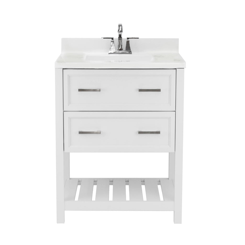 White Bath Vanity with Cultured Marble Top N472