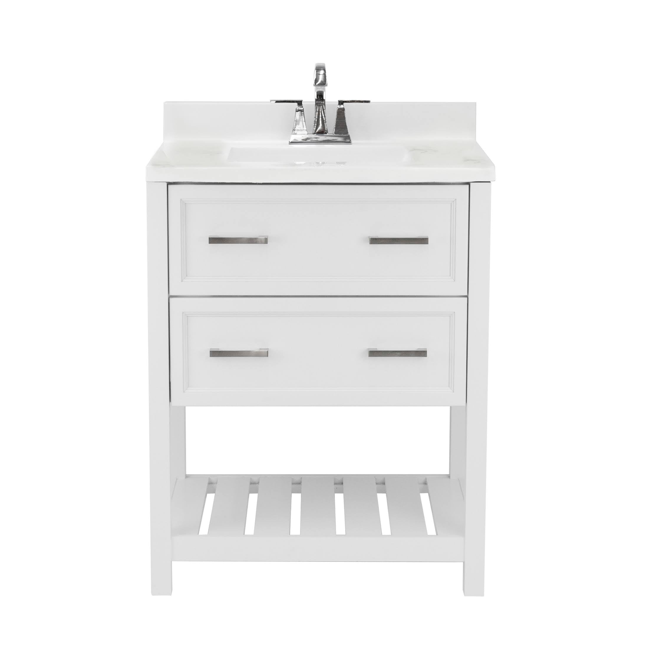 White Bath Vanity with Cultured Marble Top N472