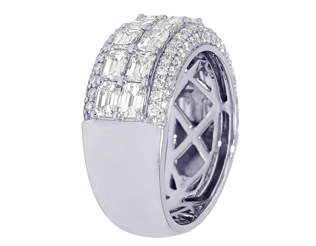 Emerald Cut 5.15 CT VVS Diamond Band Ring White Gold Z306