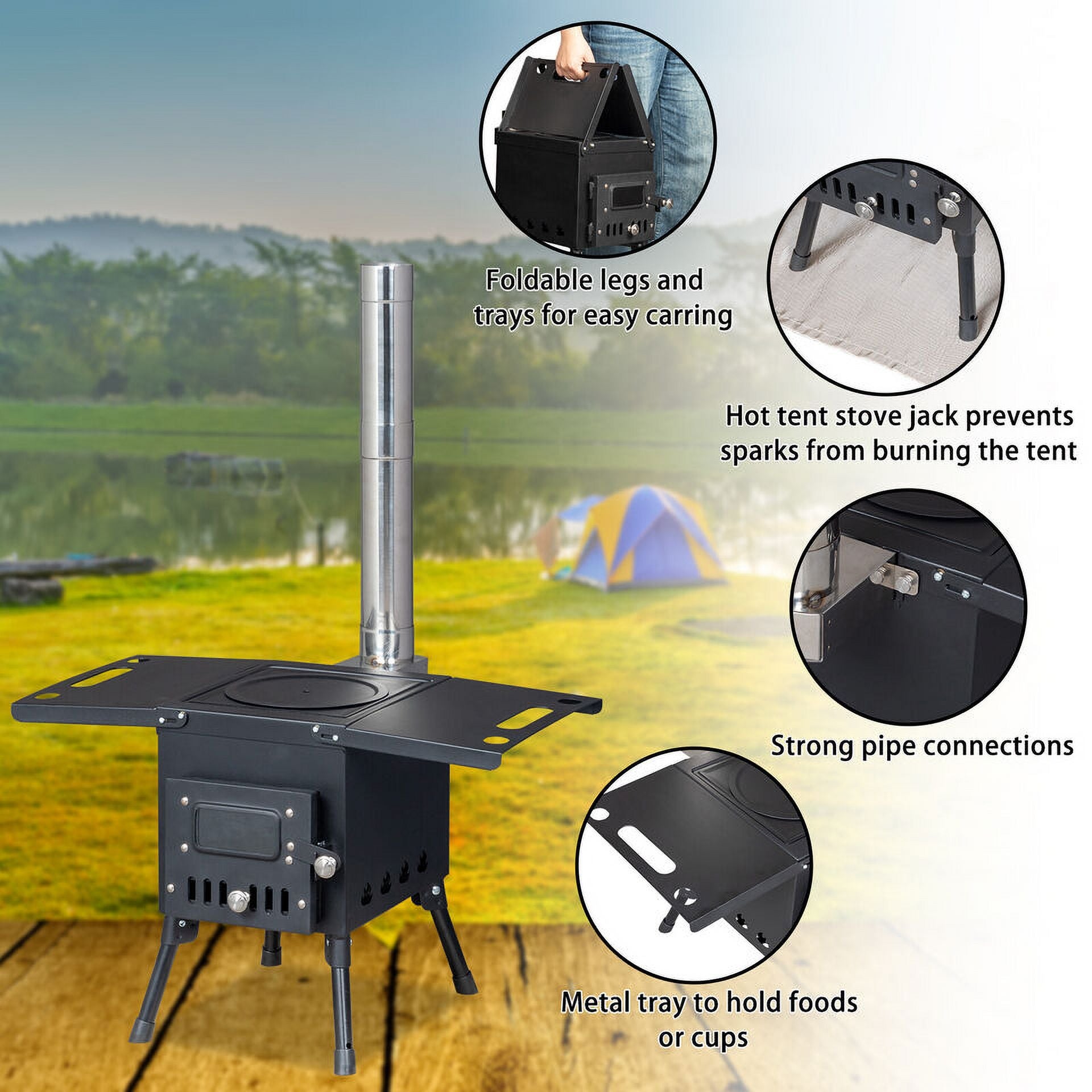 Stainless Steel Portable Camping Stove With 3 Pipes Y8270