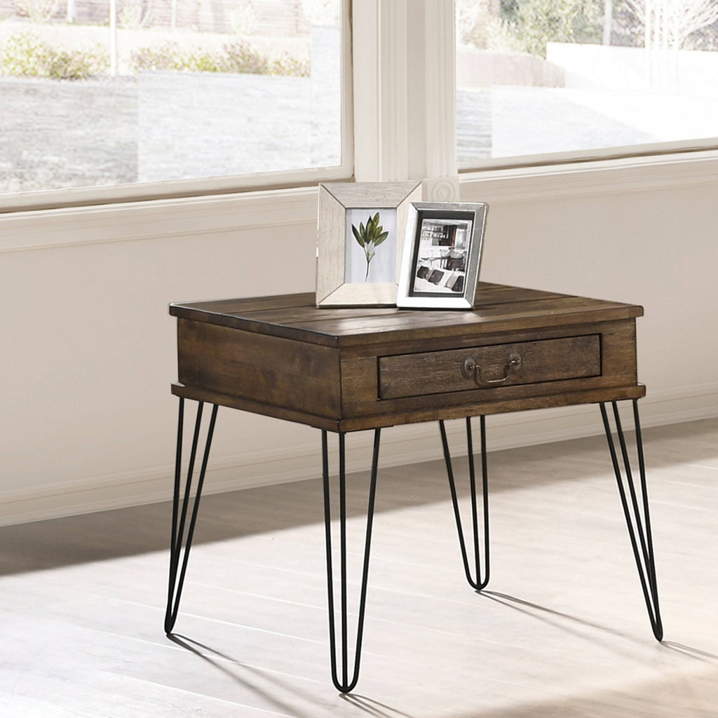 Industrial Rustic Oak End Table C378008