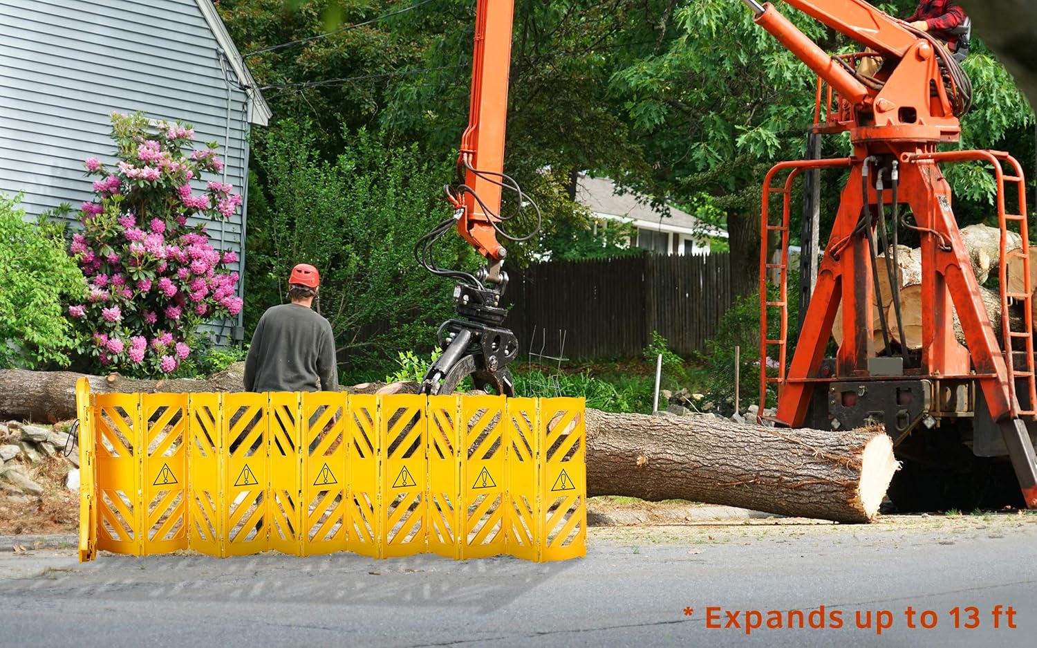 13-Foot Expandable Mobile Safety Sign Barricade Fence System Z385