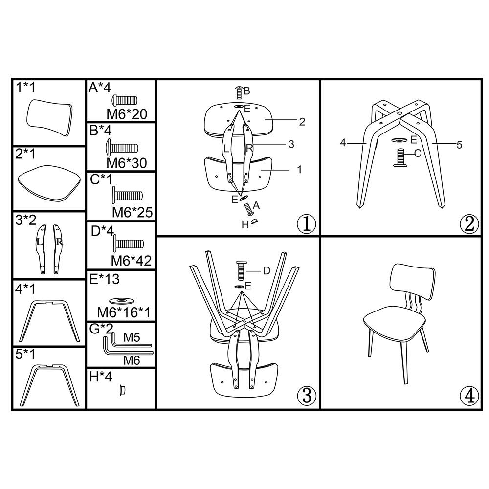 Charcoal/Walnut Mid-Century Dining Chair N630