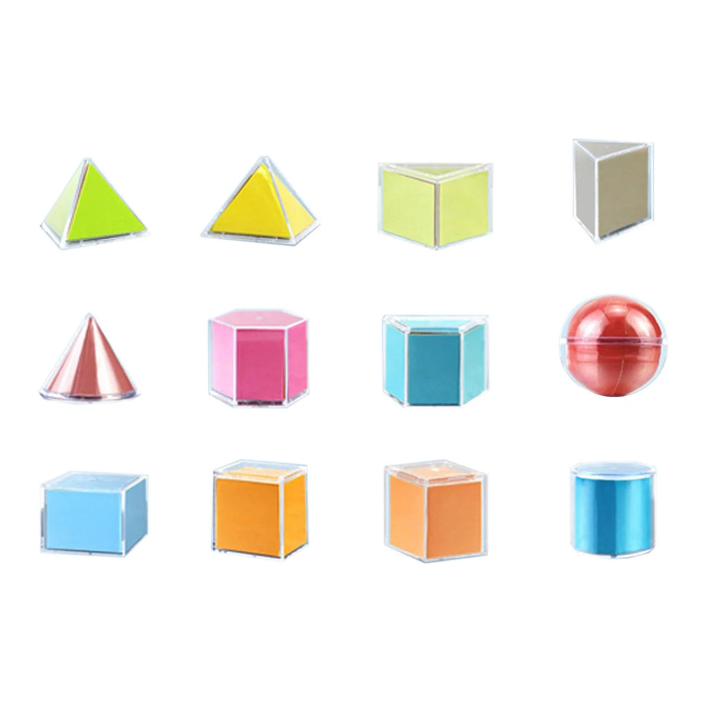 12 Pieces 3D Geometric Shapes Blocks Educational Toy W360