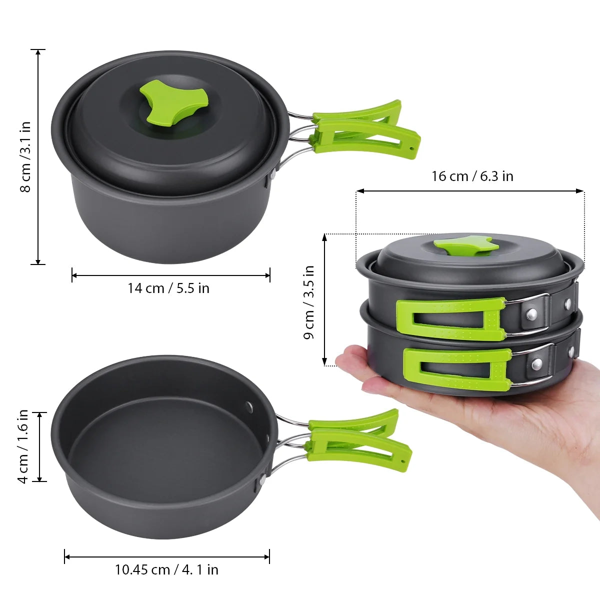 15 Pcs Non Stick Camping Cookware Set Q273
