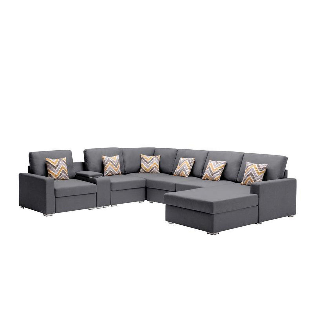 Gray Fabric Reversible Sectional F6546