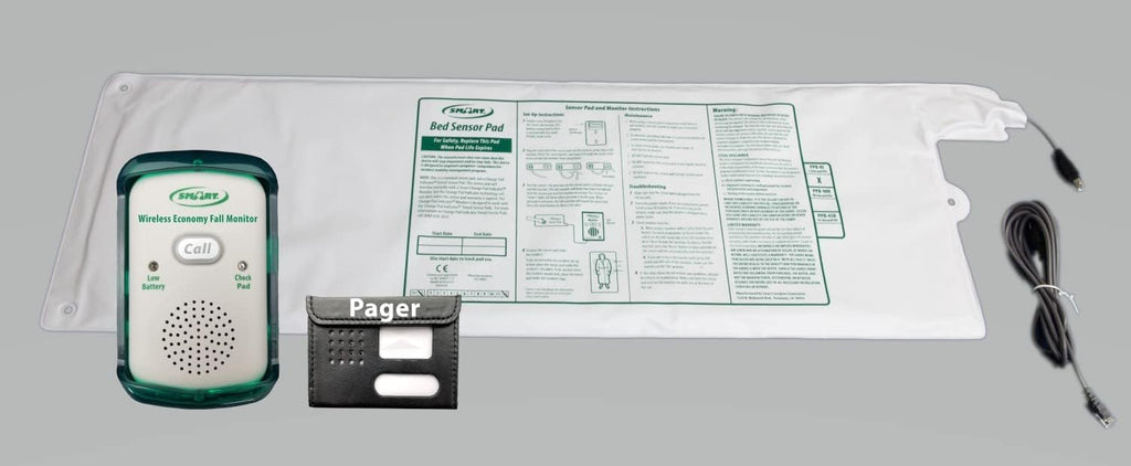 Wireless Fall Alert with 10in x 30in Bed Pad and Caregiver Pager E895569