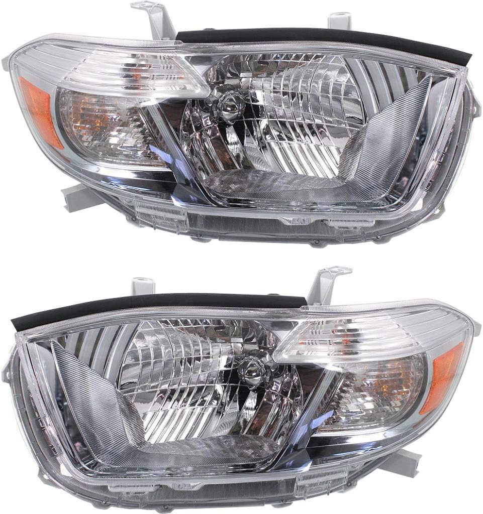 Pair Non Hybrid Headlight for Toyota Highlander 2011 2012 2013 O5643