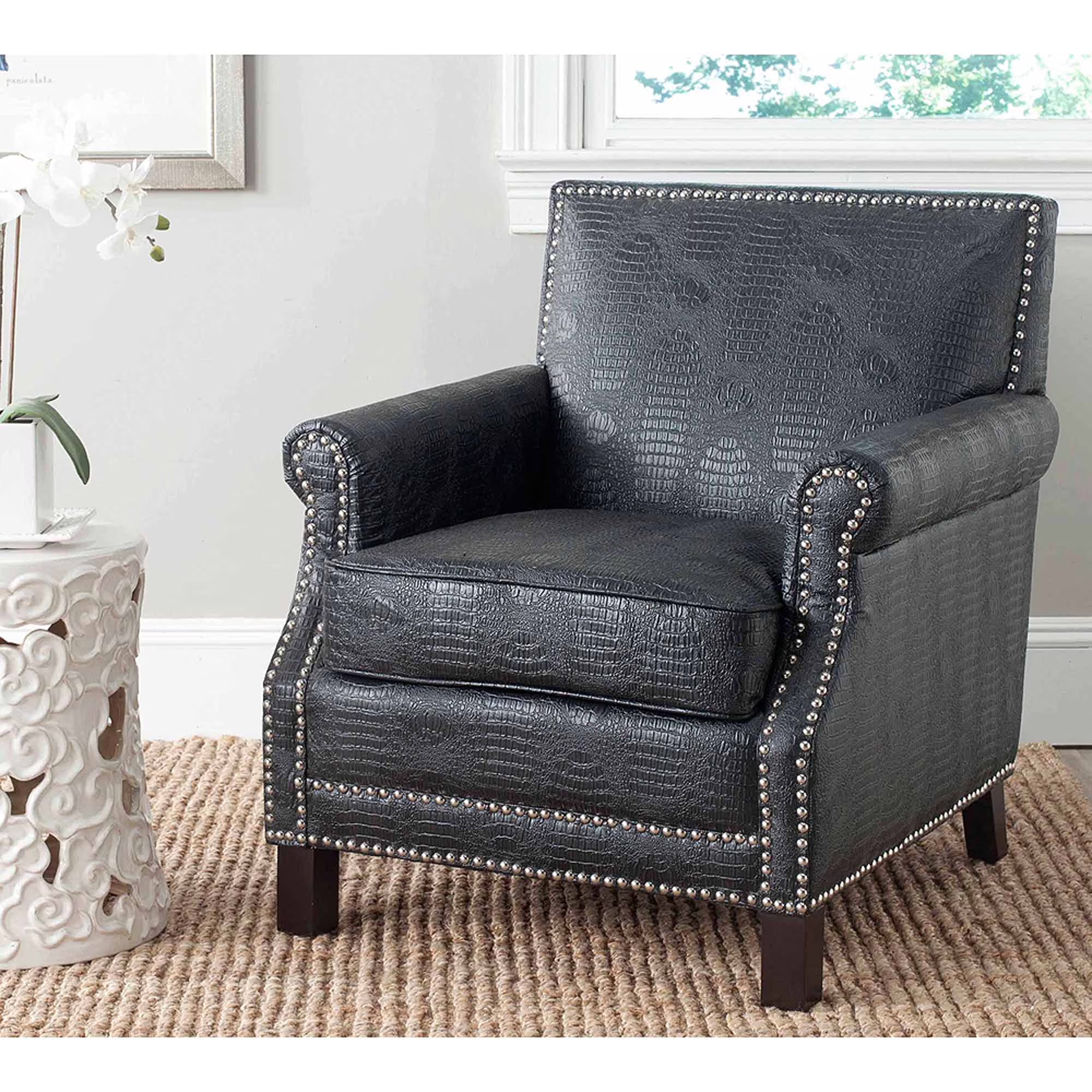 Black Crocodile Upholstered Club Chair R901