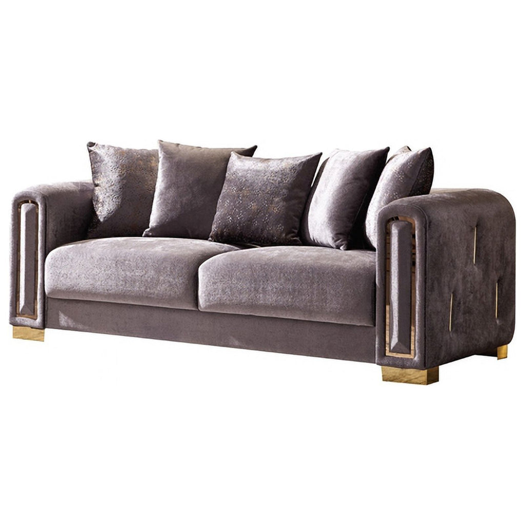 Gray Velvet 2Pc Living Room Set with Wood K341722