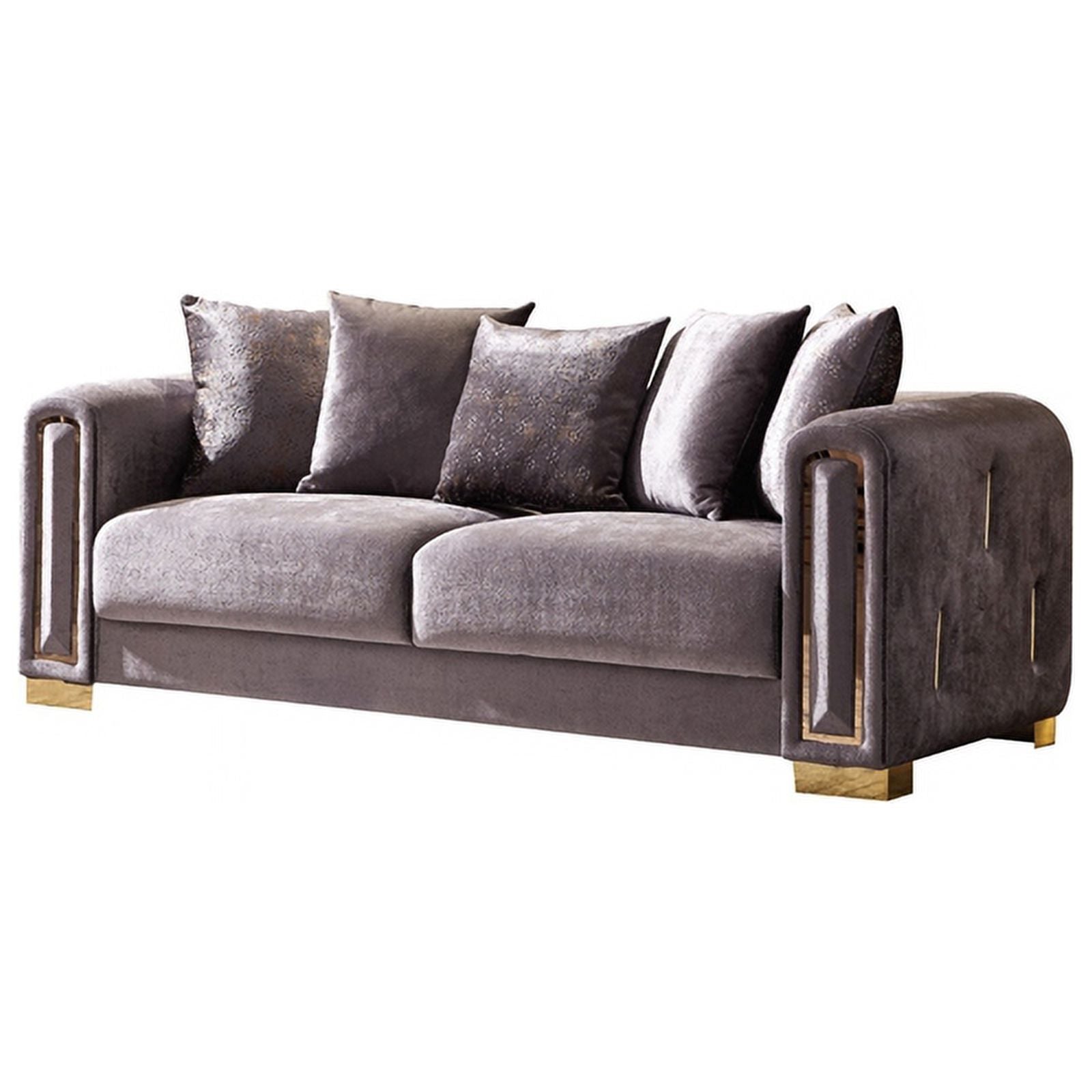 Gray Velvet 2Pc Living Room Set with Wood K341722