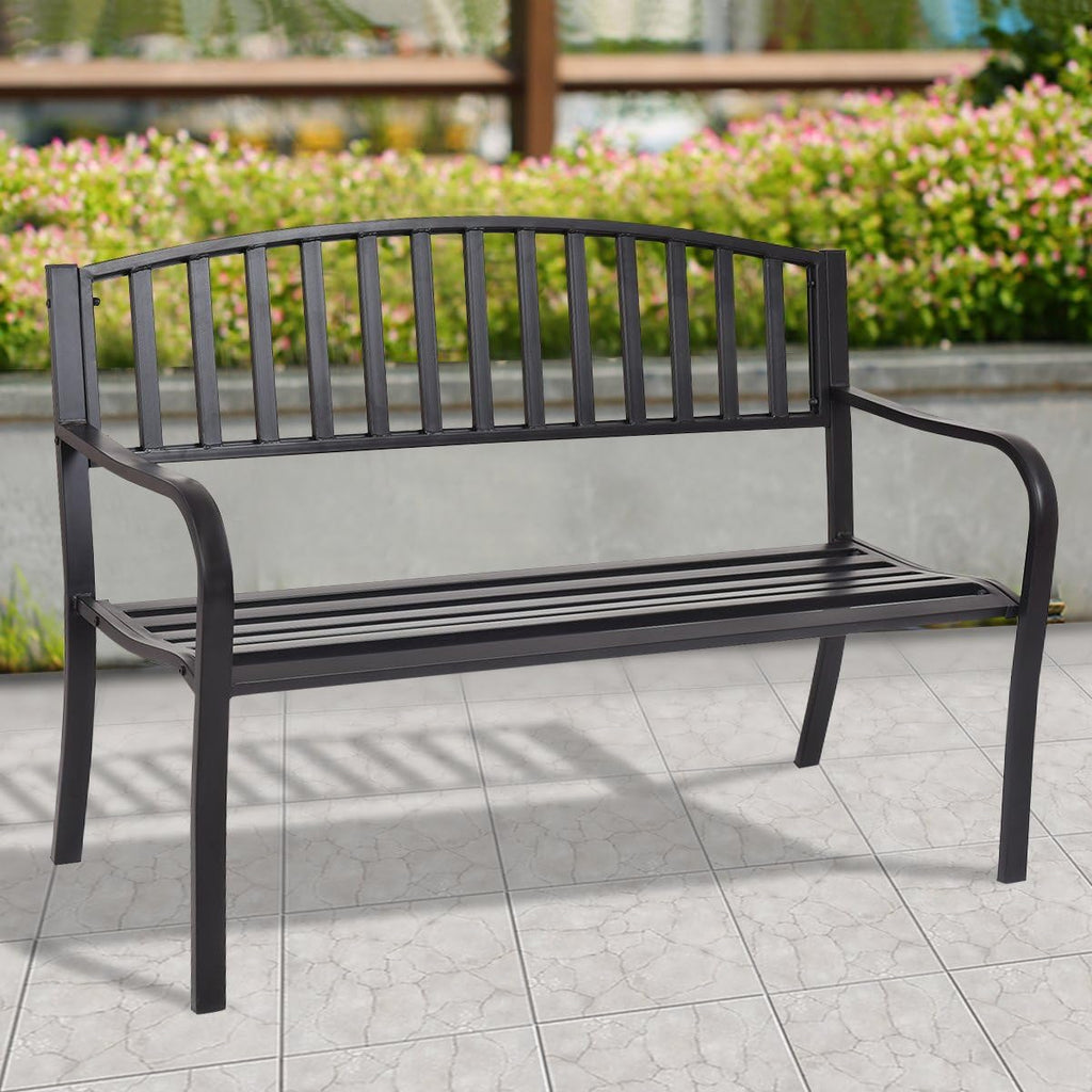 Black Cast Iron Patio Bench C421