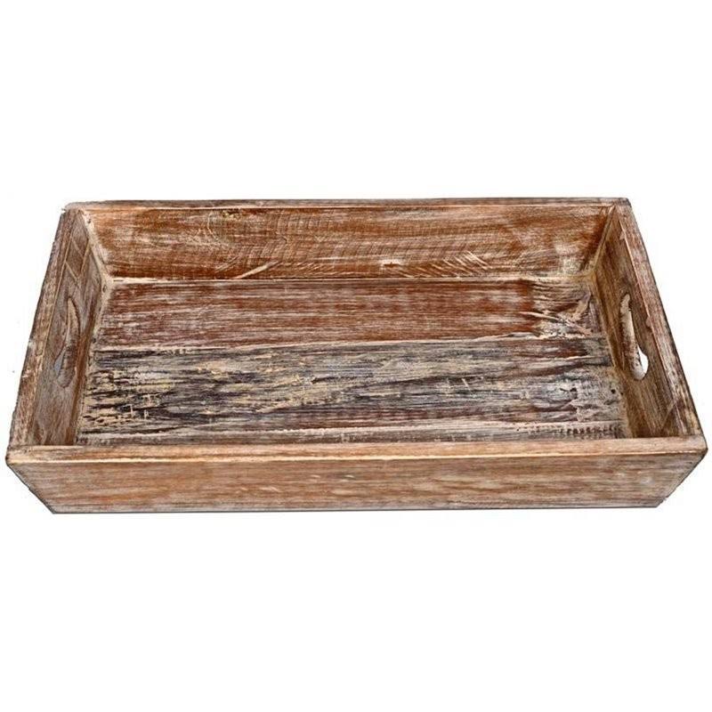 Sandy Brown Wooden Decorative Farmhouse Tray F200070