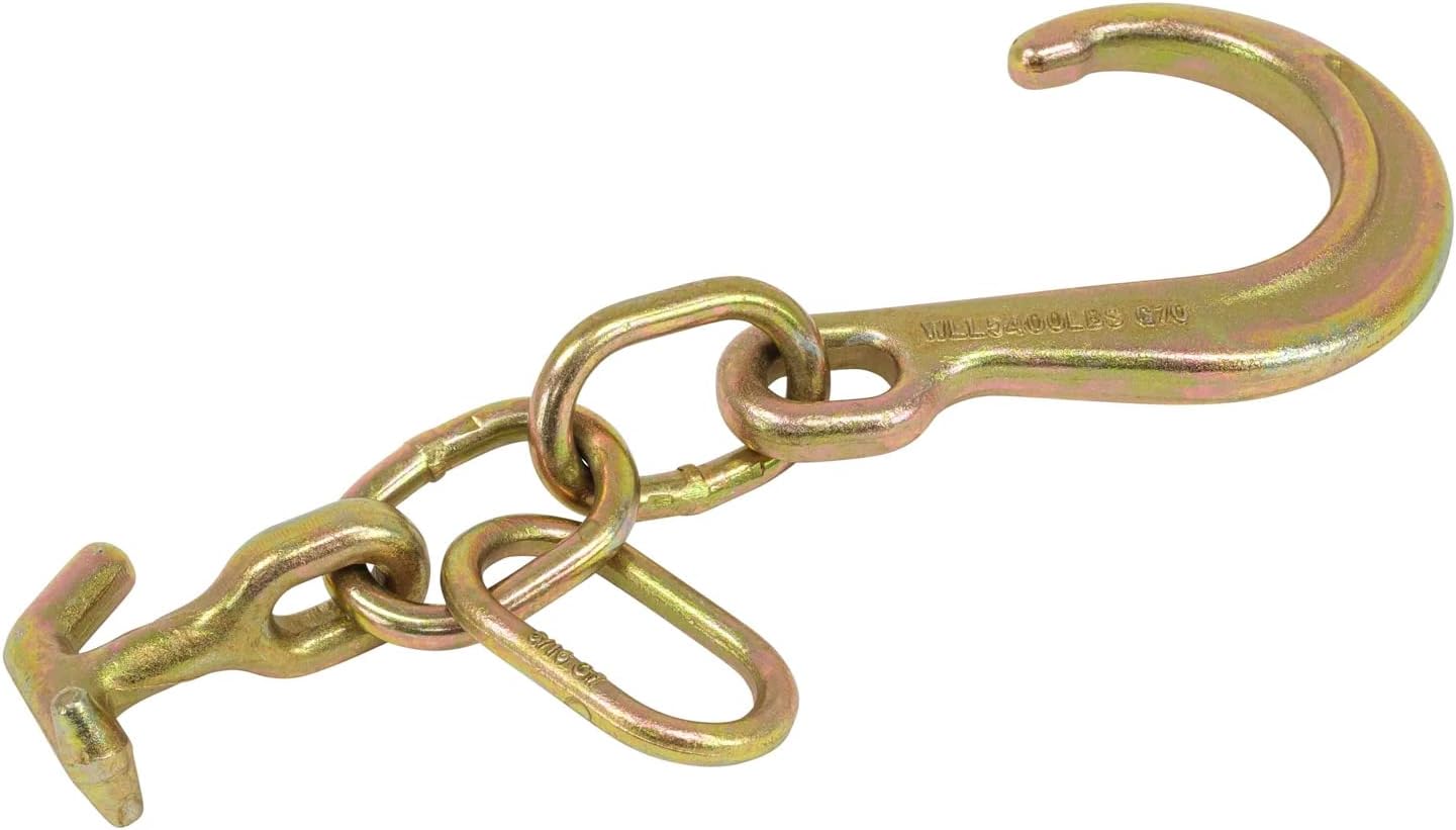 8" G70 J Hook with T-J Hooks and Enlarged Link, 5,400 lbs WLL, Pack of 2 O8519