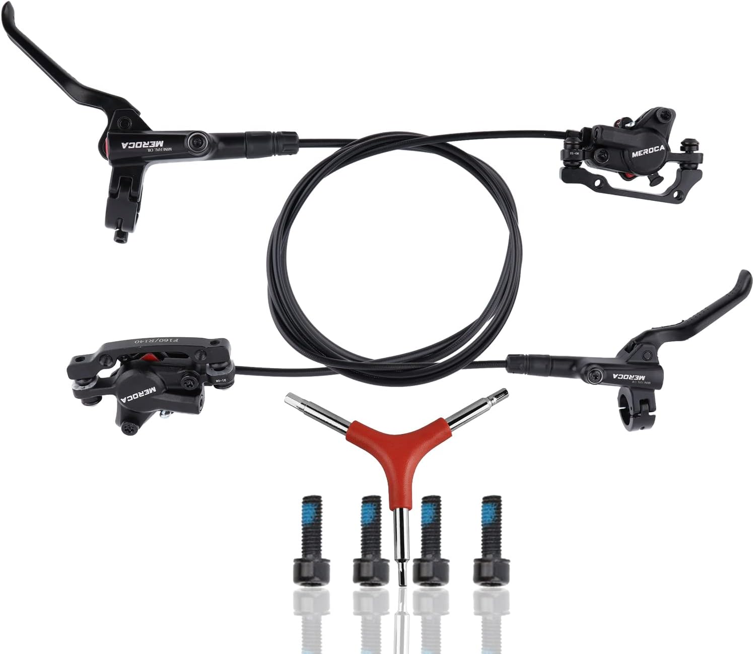 MTB Hydraulic Disc Brake Set with 160mm Rotors, Aluminum Alloy, Pack of 2 M954060