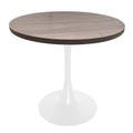 Dark Walnut Round Dining Table with MDF Top and White Iron Base T90906