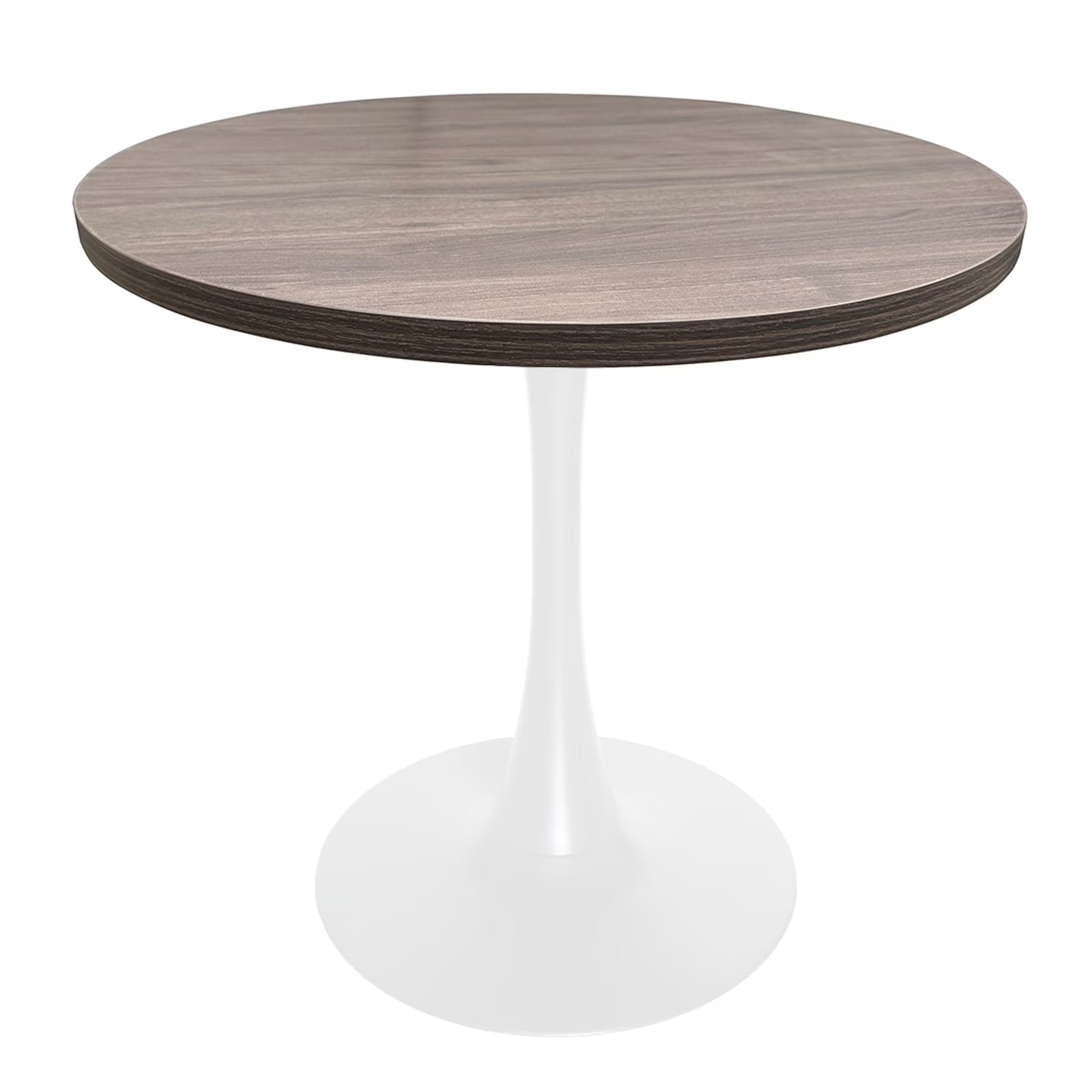 Dark Walnut Round Dining Table with MDF Top and White Iron Base T90906