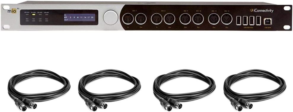 MIDI Interface with 4x MIDI Cable Male to Male Cable 10' Bundle B4956