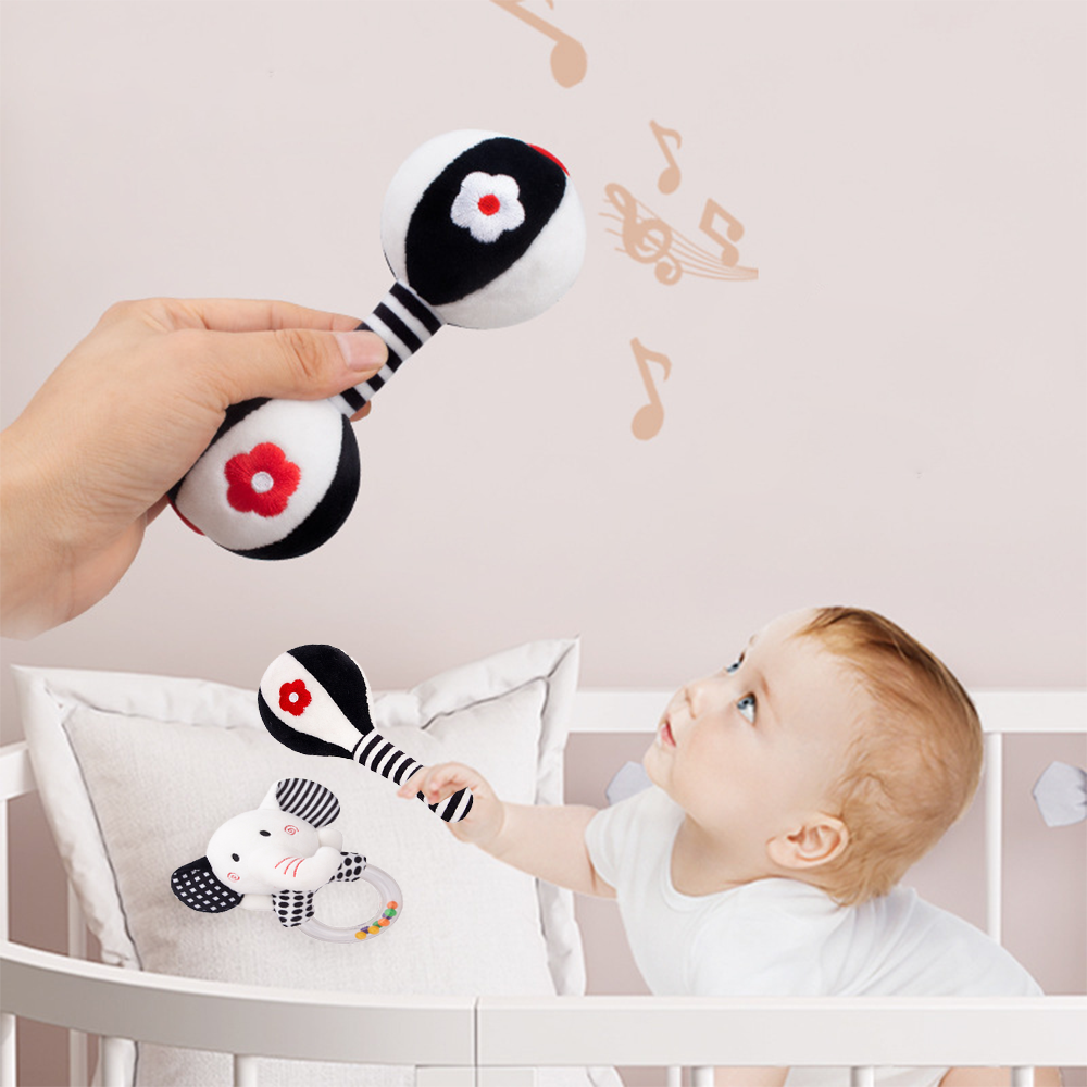 3Pcs Black & White Baby Rattles Set L68730