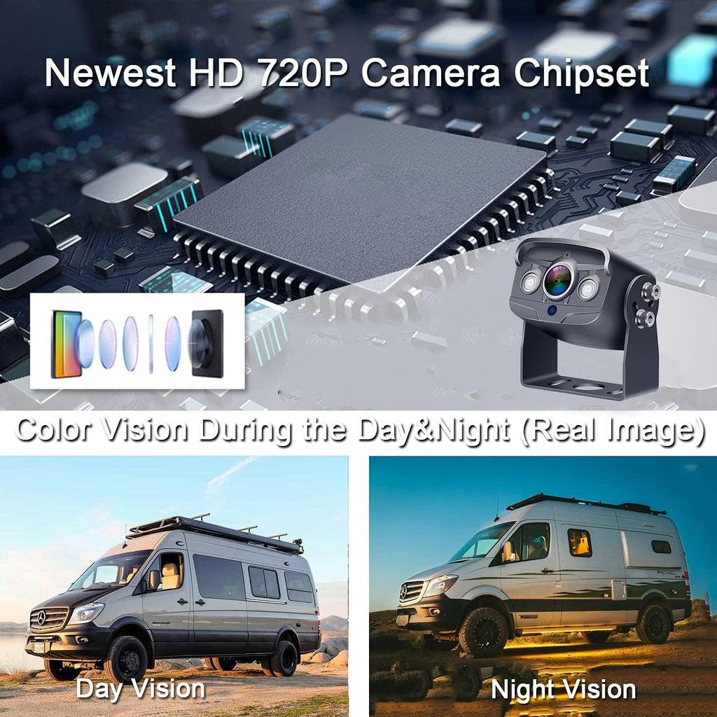 Backup Camera Kit 7 Inch LCD Monitor HD Reverse Camera System Waterproof IR Night Vision Pack of 2 V31095