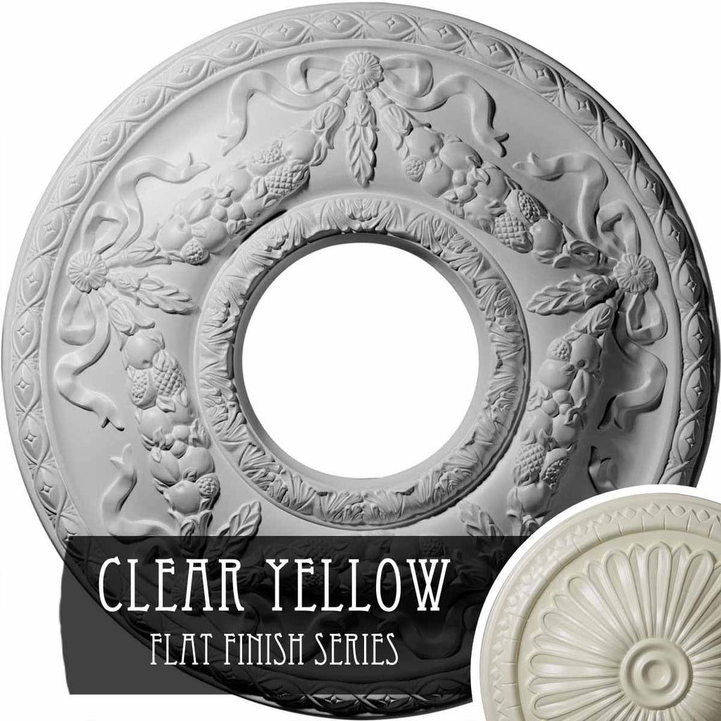 22 1/8x22OD x 7 1/4x22ID x 1 3/4x22P Hand-Painted Clear Yellow Ceiling Medallion S71257