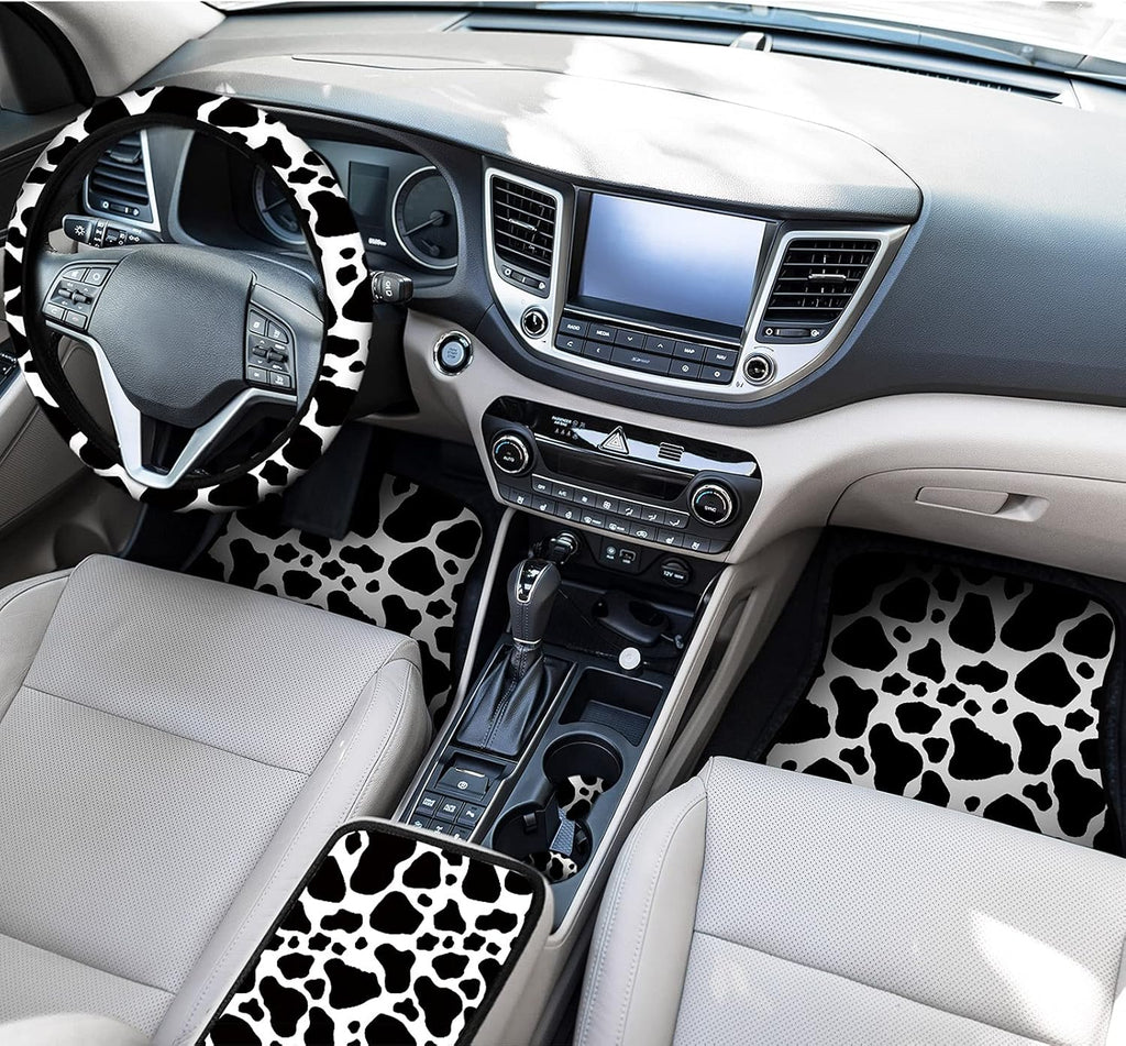 19 Pieces Cow Print Car Accessories Set Y830